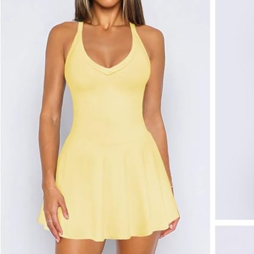 Drop-Waist Yellow Athletic Dress